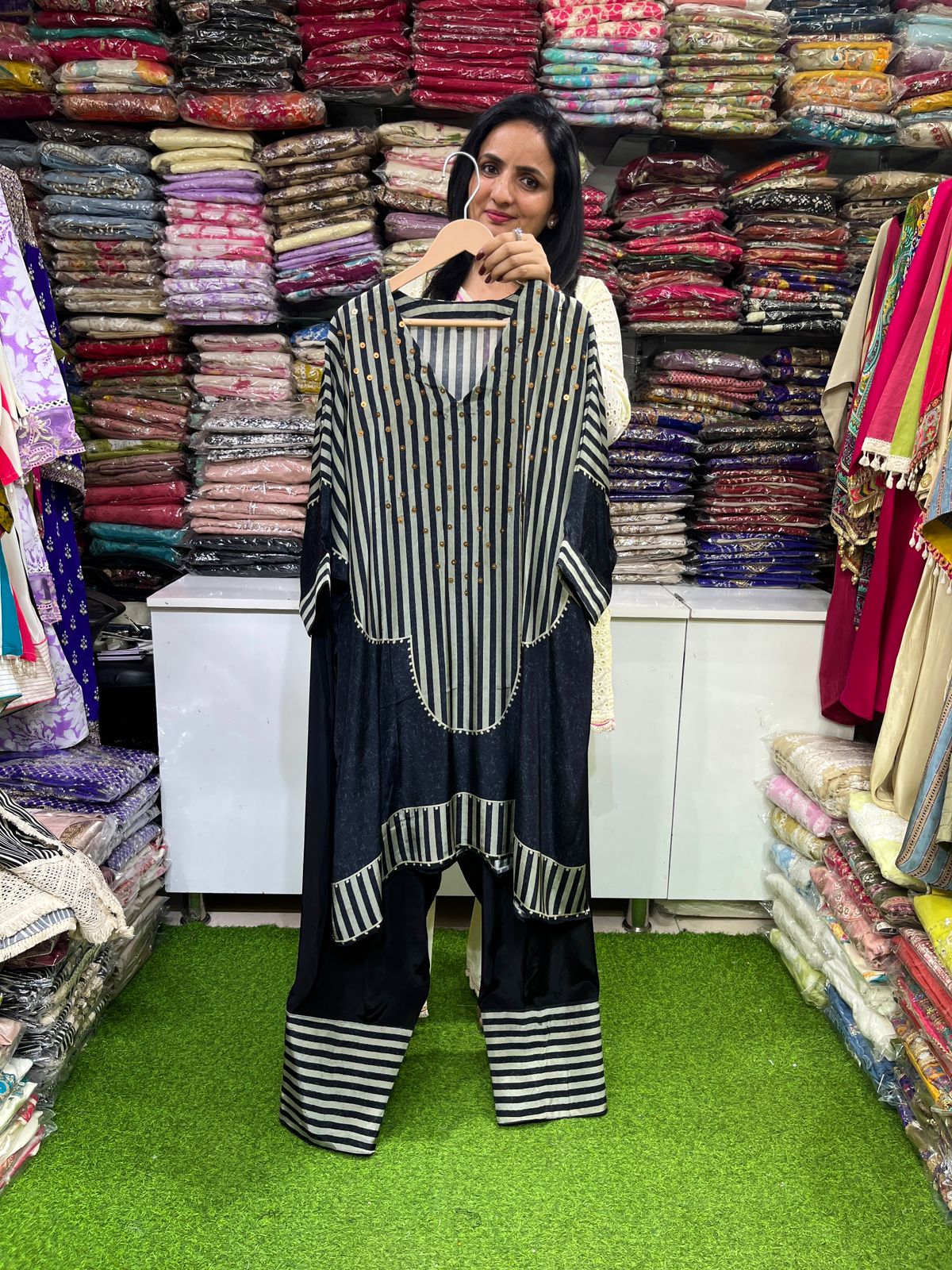 Pure Crape Designer Farshi Coord Set