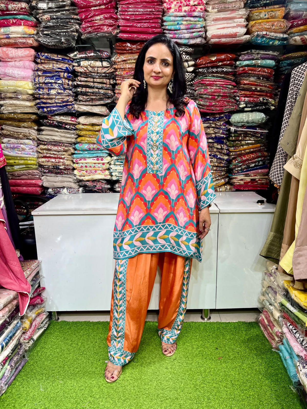 Pure Crape Farshi Coord Set