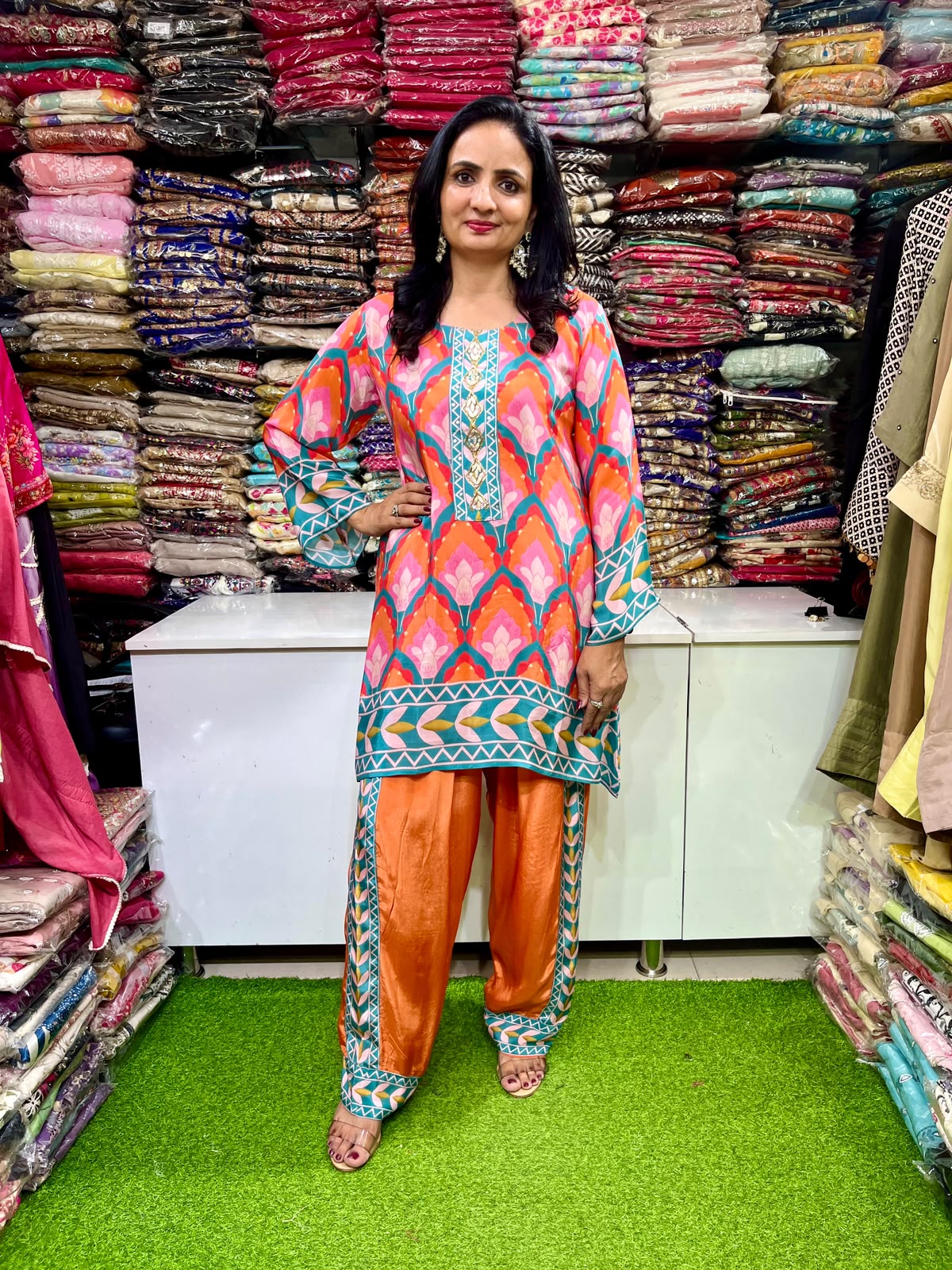 Pure Crape Farshi Coord Set