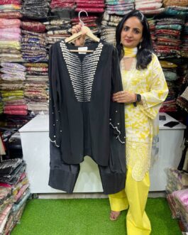 Pure Crape Hand Embellishment designer Farshi Set