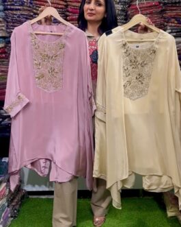 Pure Crape Hand Embroidered Coord Set