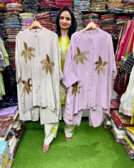 Pure Crape Hand Embroidered Designer Coord Set