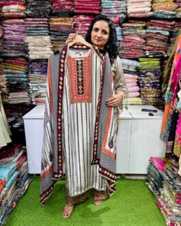 Pure Crape Hand Embroidered Suit Set