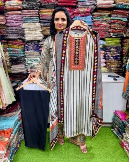 Pure Crape Hand Embroidered Suit Set
