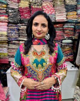 Pure Crape Suit With Farshi