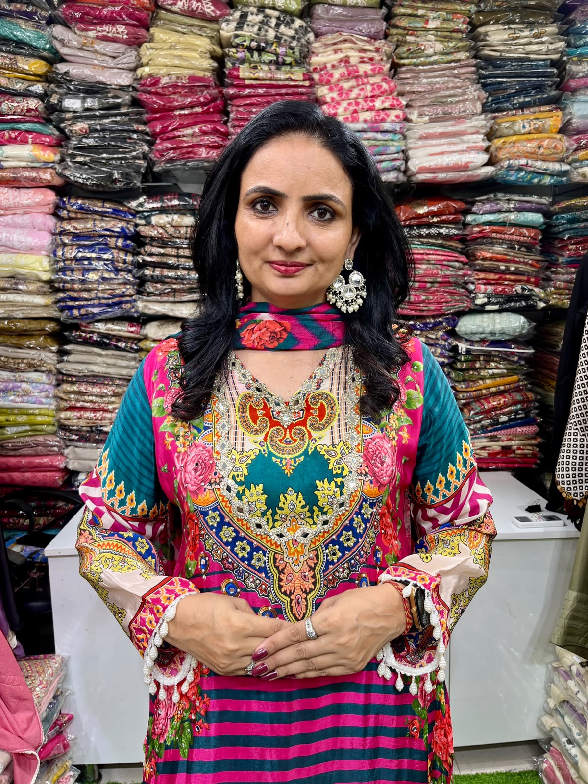 Pure Crape Suit With Farshi