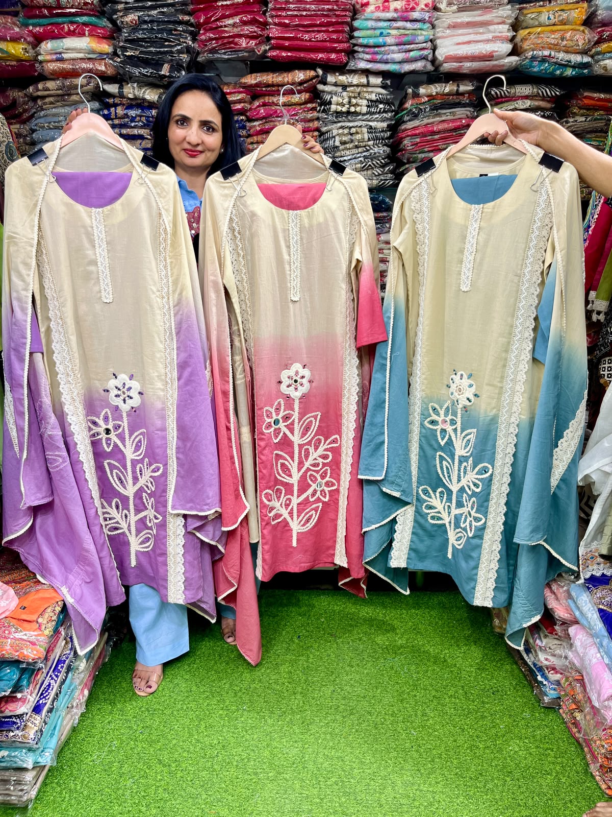 Pure Mal Chandheri Embroidered Suit Set