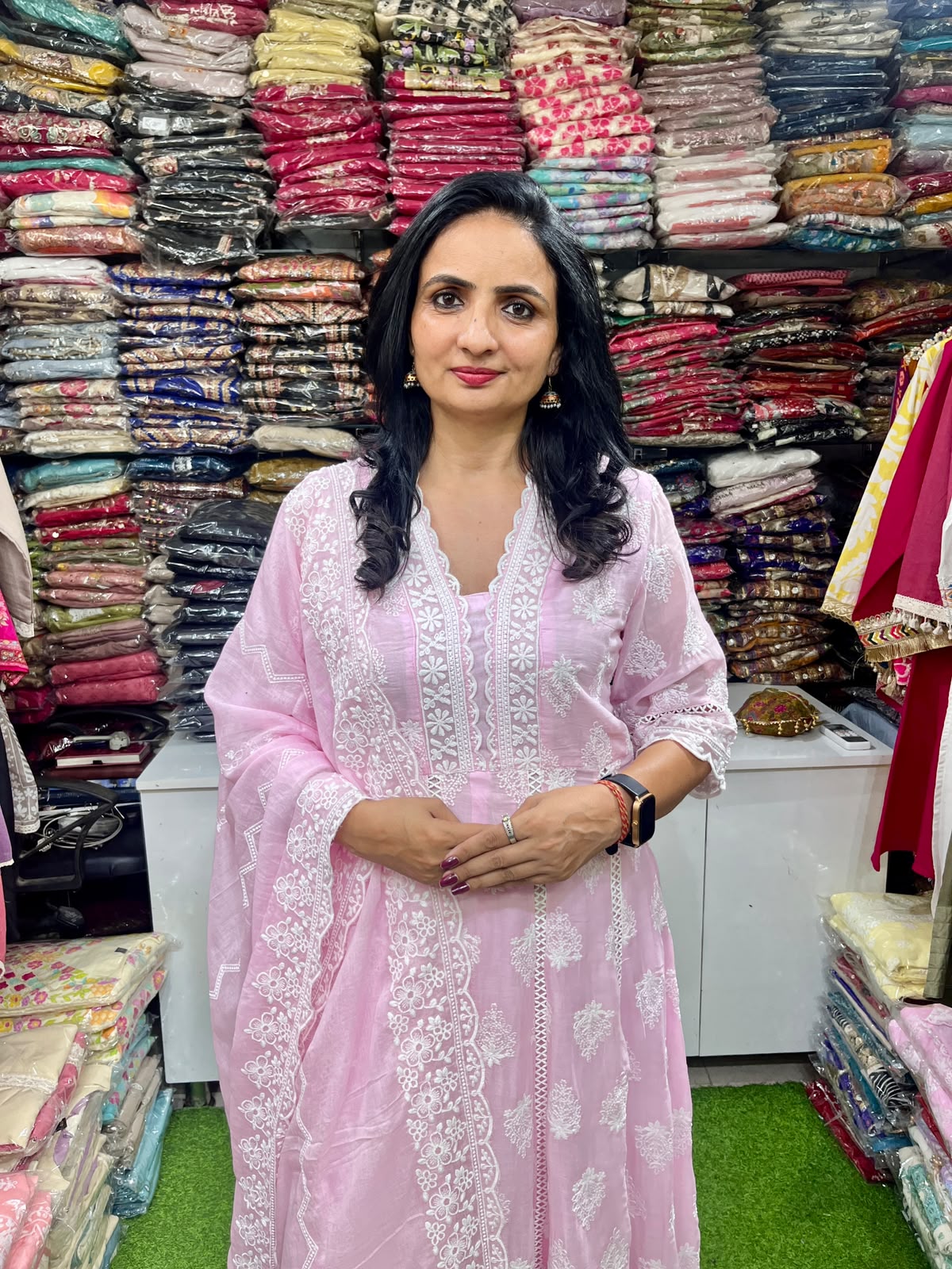 Pure Mal Cotton Anarkali Set