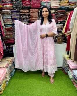 Pure Mal Cotton Anarkali Set