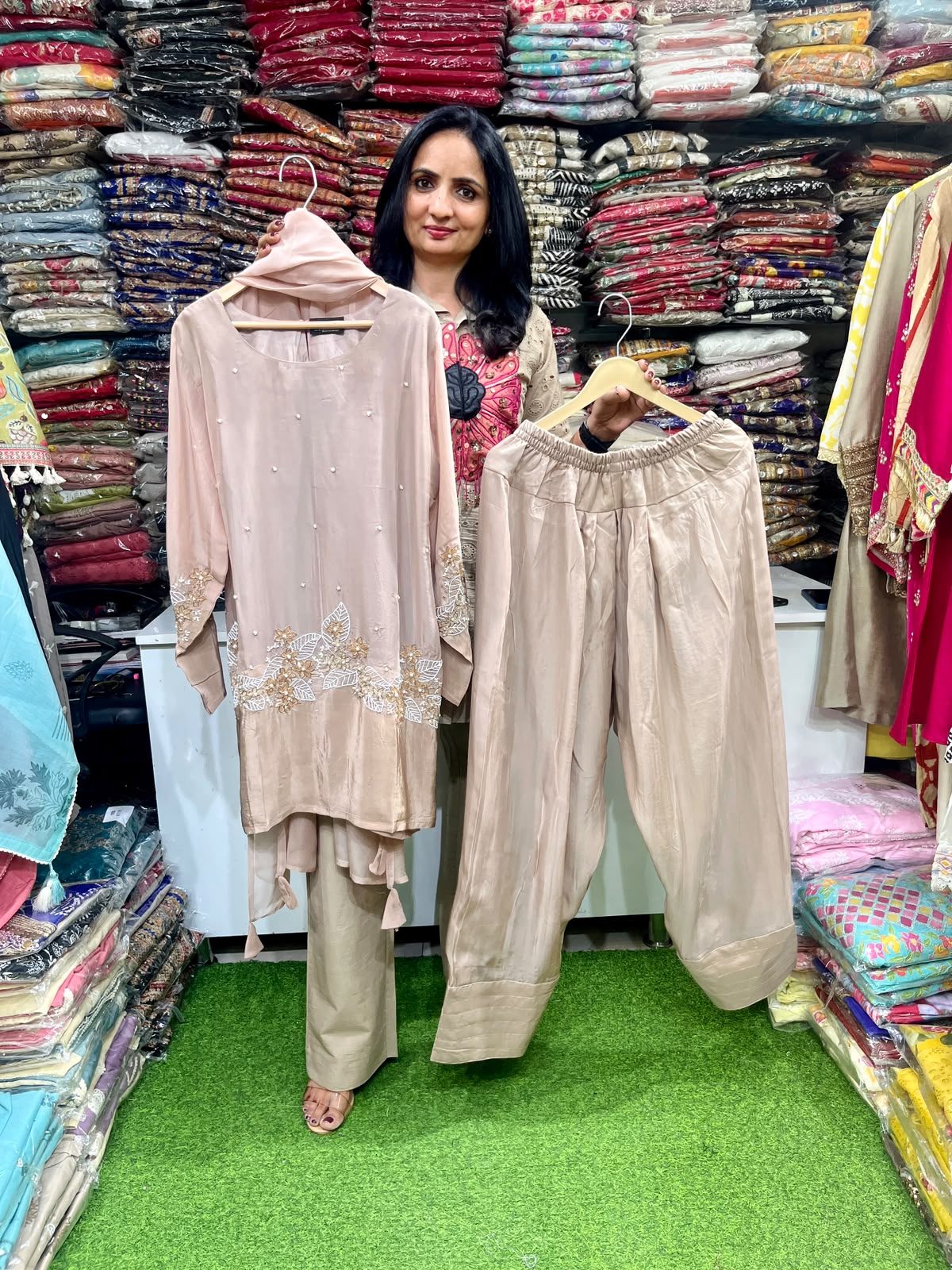 Pure Organza Hand Embroidered Farshi Suit Set