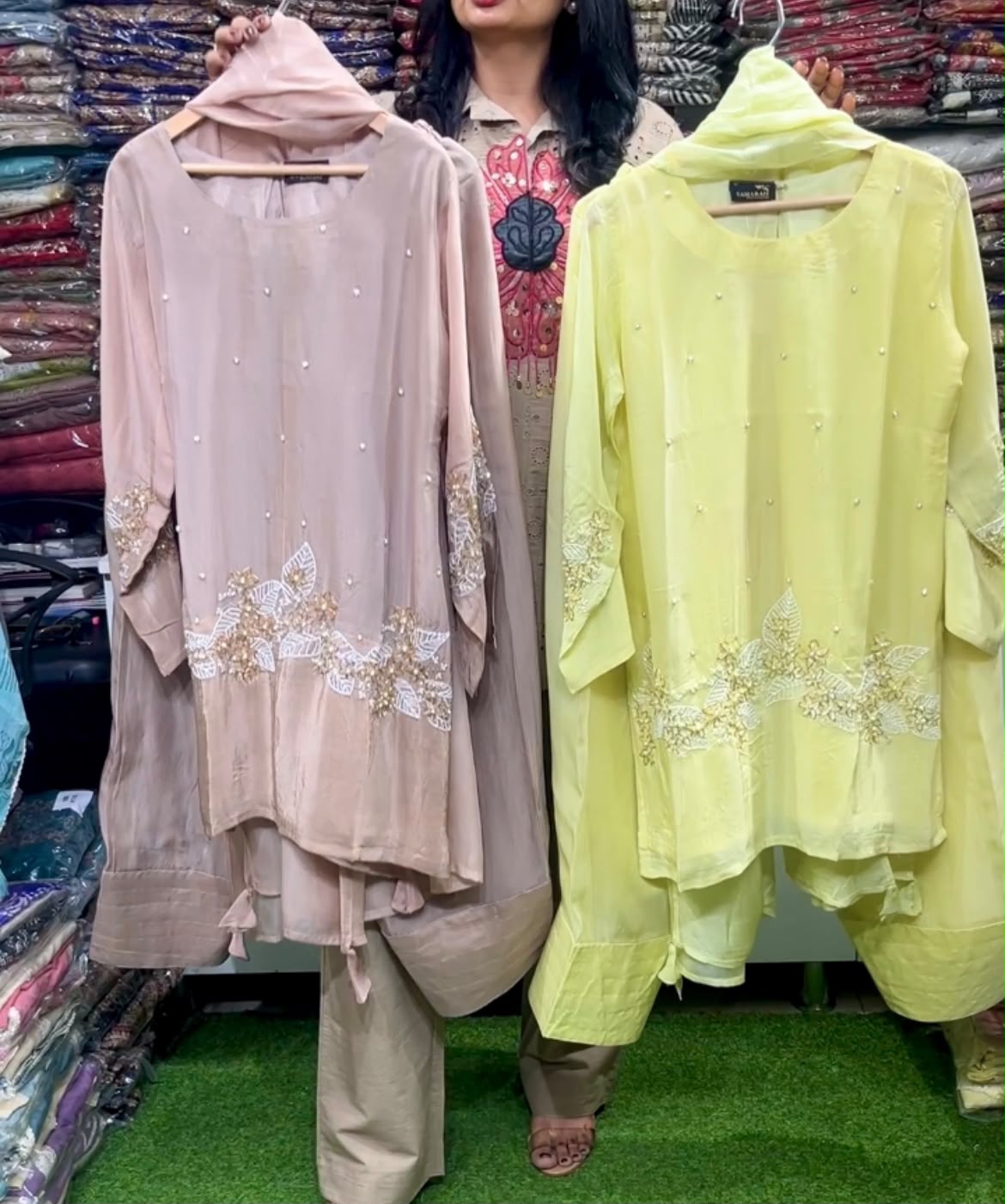 Pure Organza Hand Embroidered Farshi Suit Set