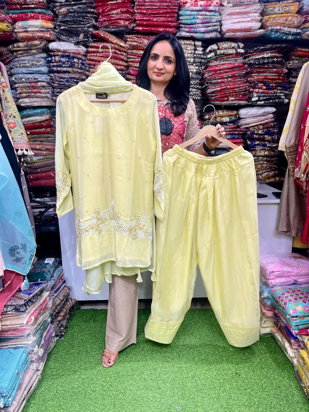 Pure Organza Hand Embroidered Farshi Suit Set