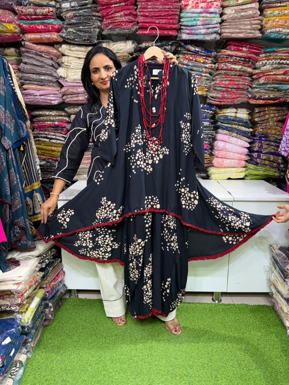 Celebrity Dhoti Skirt One Peice Black Dress