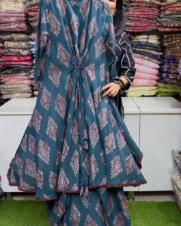 Celebrity Dhoti Skirt One Peice Teal Dress
