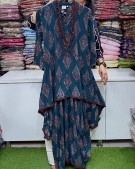 Celebrity Dhoti Skirt One Peice Teal Dress