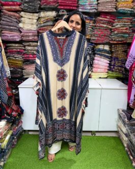 Designer Muslin Crape Kaftan Set