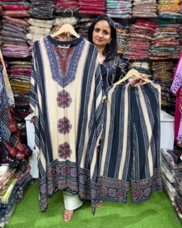 Designer Muslin Crape Kaftan Set