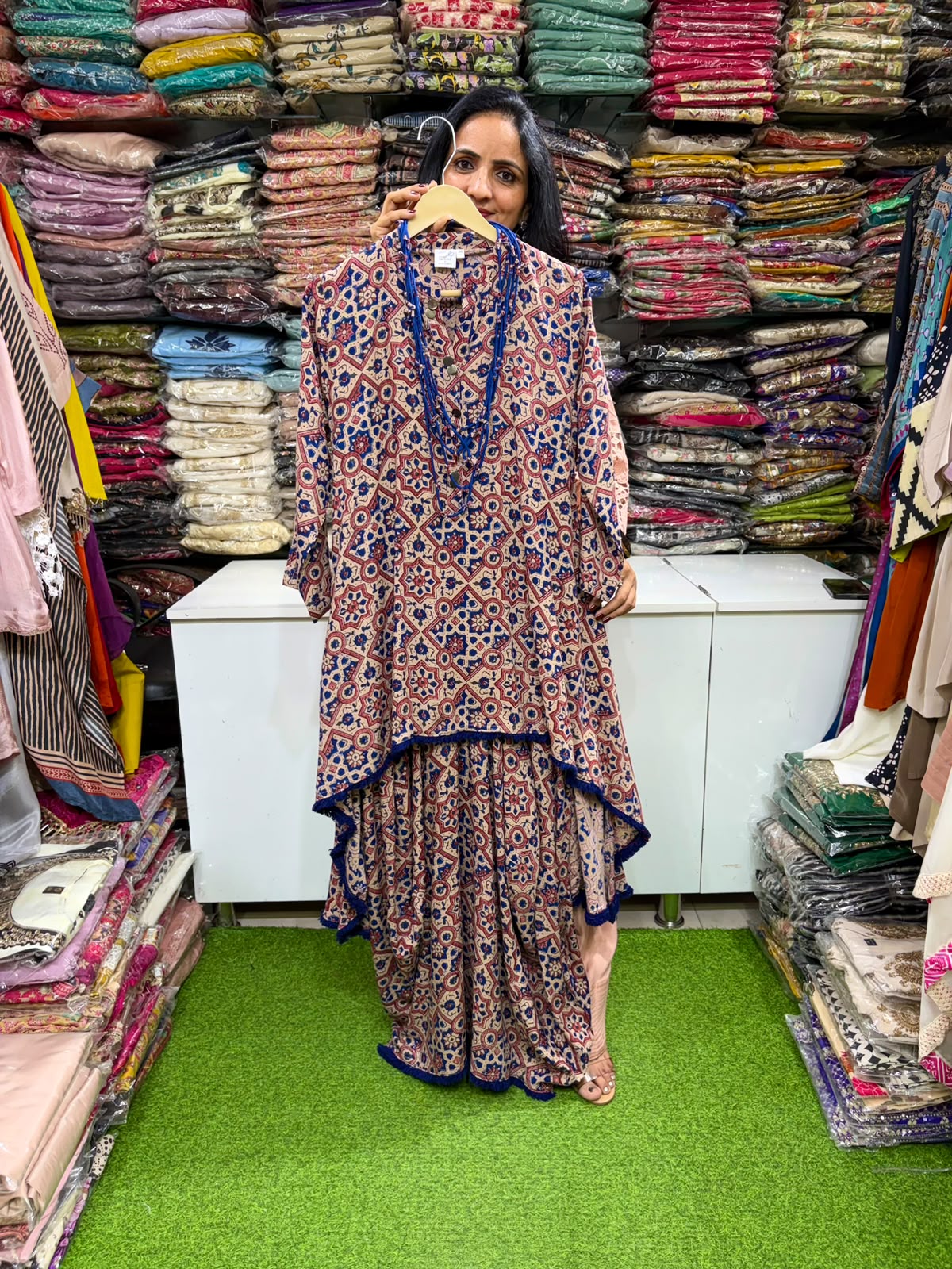 Designer One Peice Dress with Neck Peice