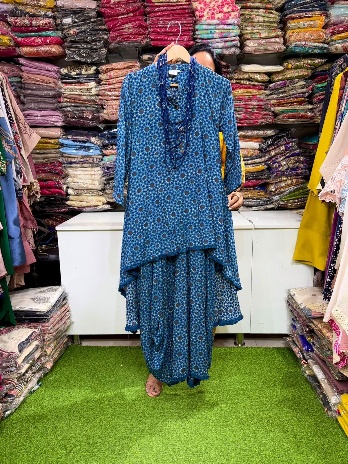 Designer One Peice Dress with Neck Peice