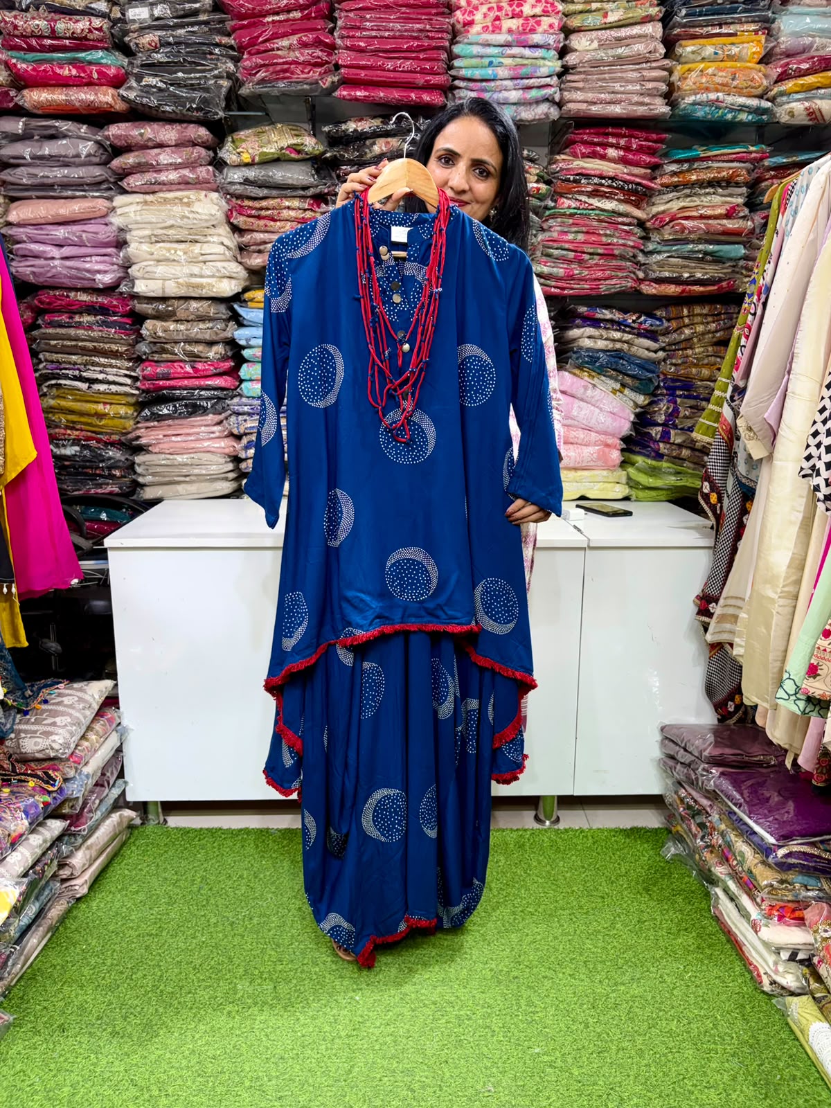 Designer One Peice Dress with Neck Peice