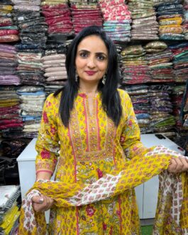Pure Cotton Jaipuri Anarkali Set