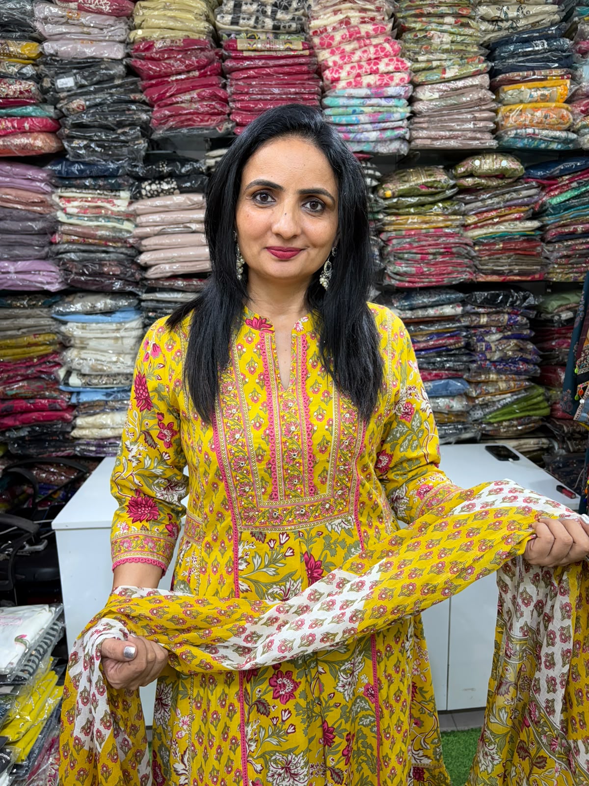 Pure Cotton Jaipuri Anarkali Set