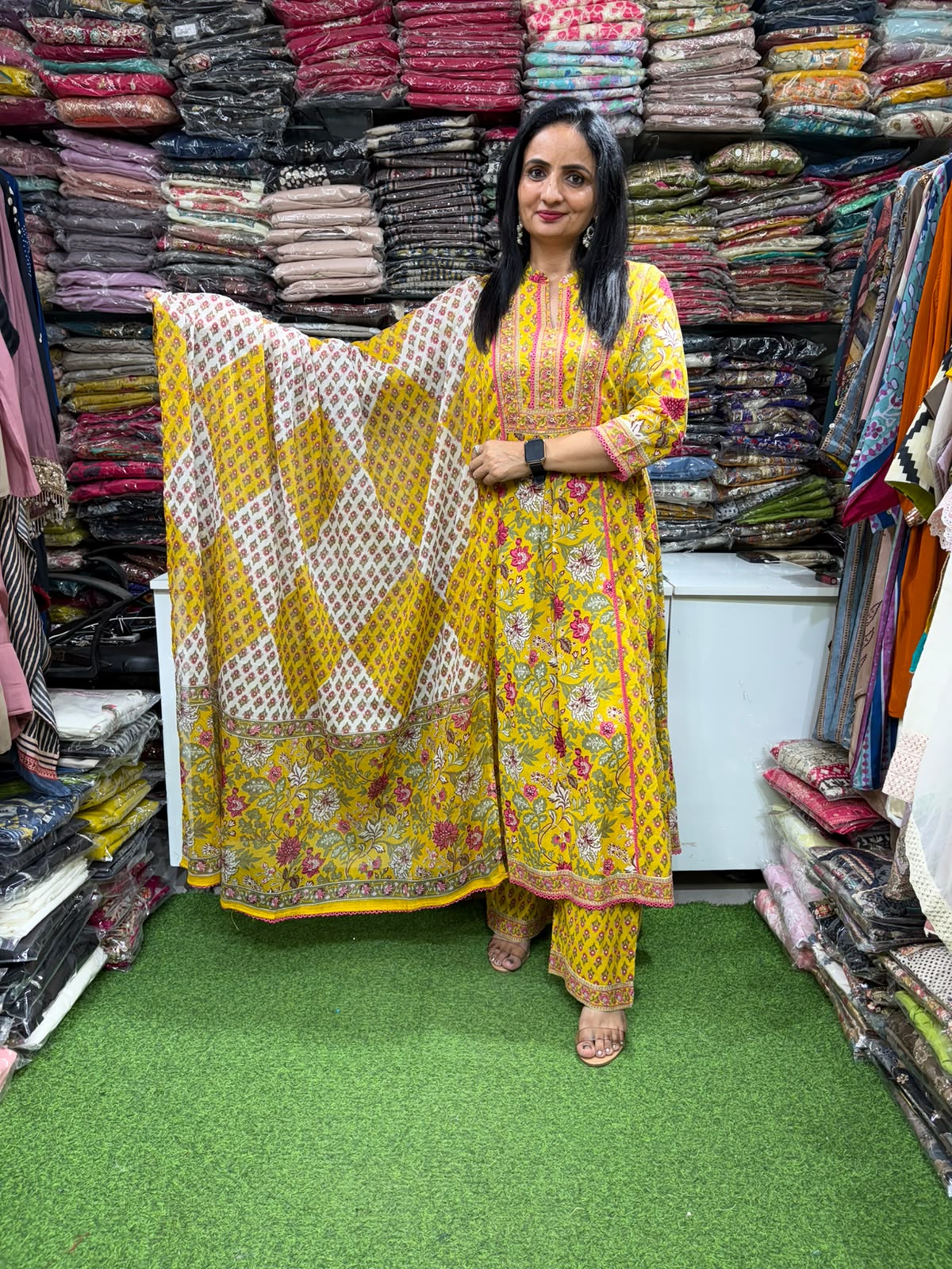 Pure Cotton Jaipuri Anarkali Set