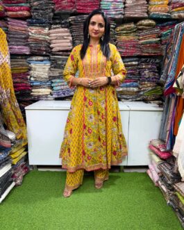 Pure Cotton Jaipuri Anarkali Set