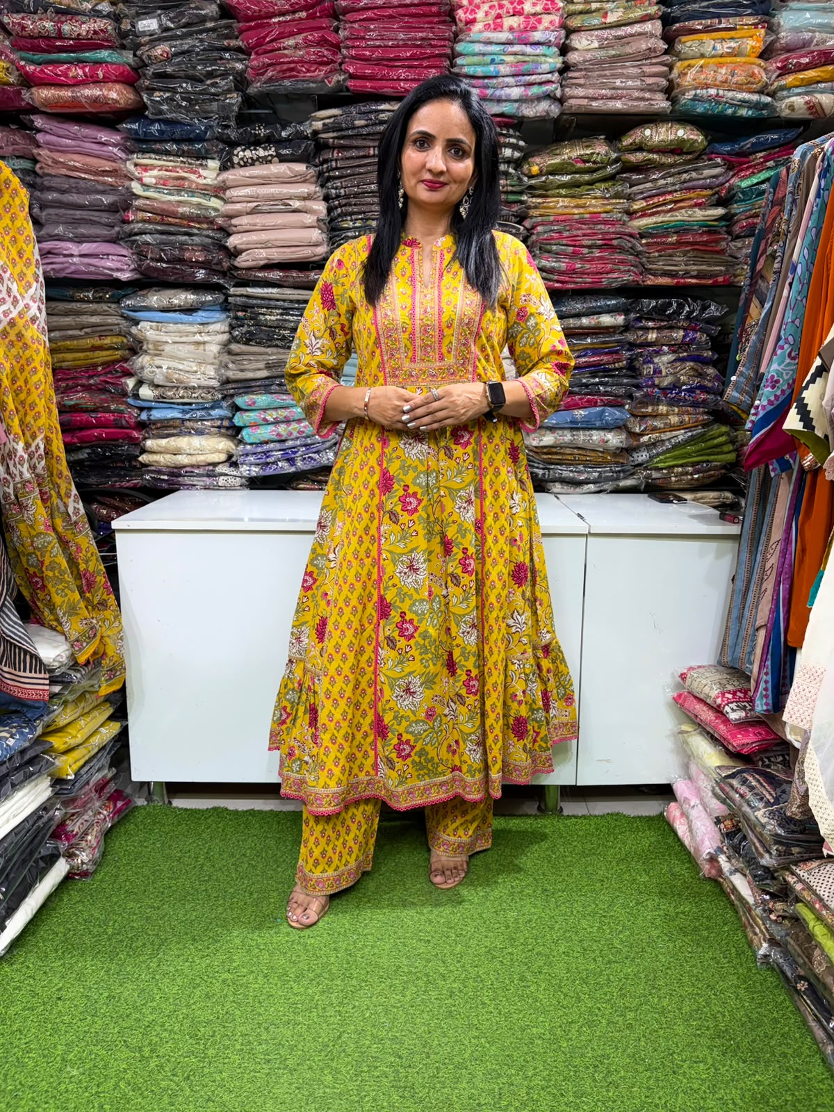 Pure Cotton Jaipuri Anarkali Set