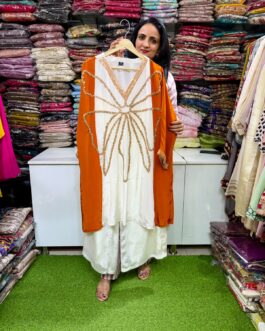 Pure Crape Designer Hand Embroidered Coord Set