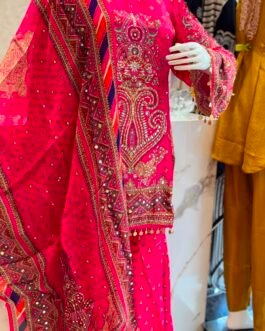Pure Crape Designer Pink Suit Set