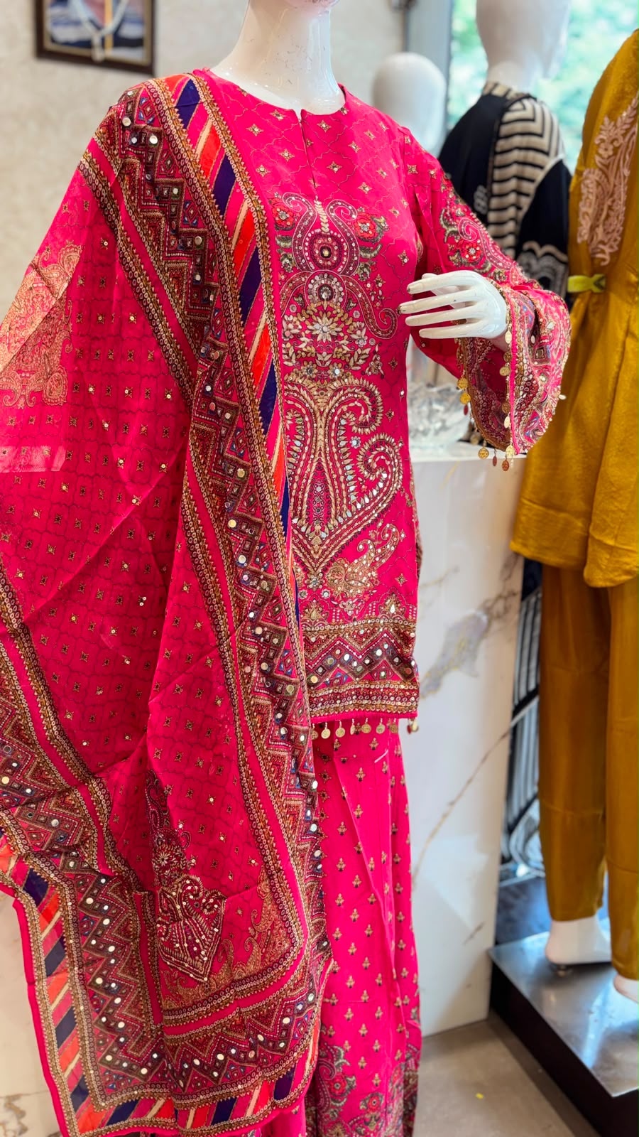 Pure Crape Designer Pink Suit Set