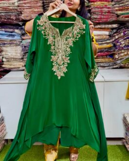 Pure Crape Different Cut Hand Embroidered Coord Set