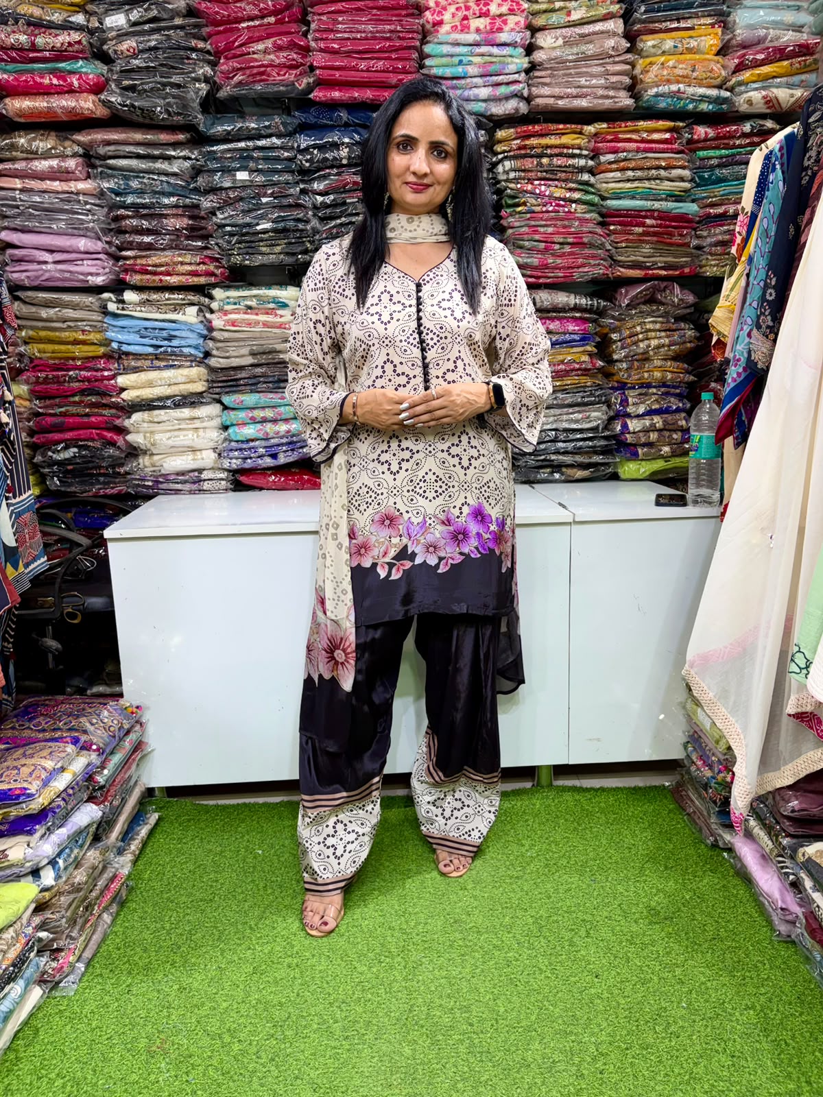 Pure Crape Digital Print Farshi Suit Set