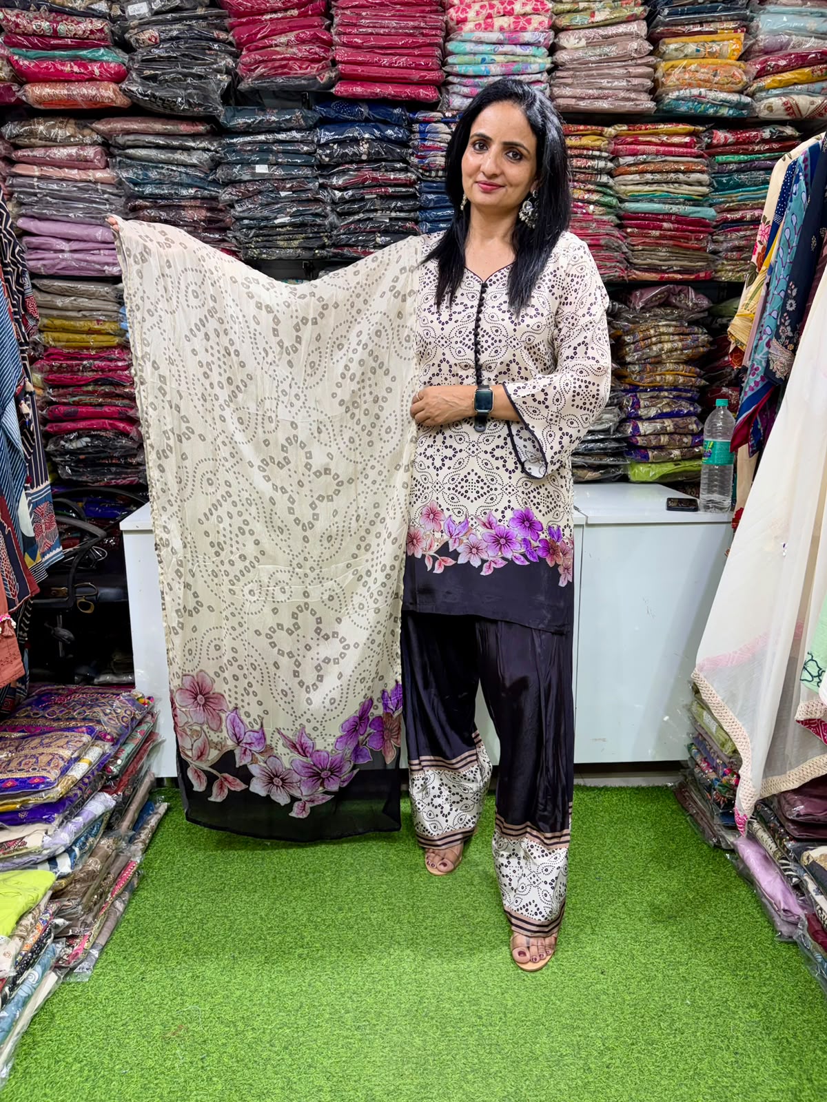 Pure Crape Digital Print Farshi Suit Set