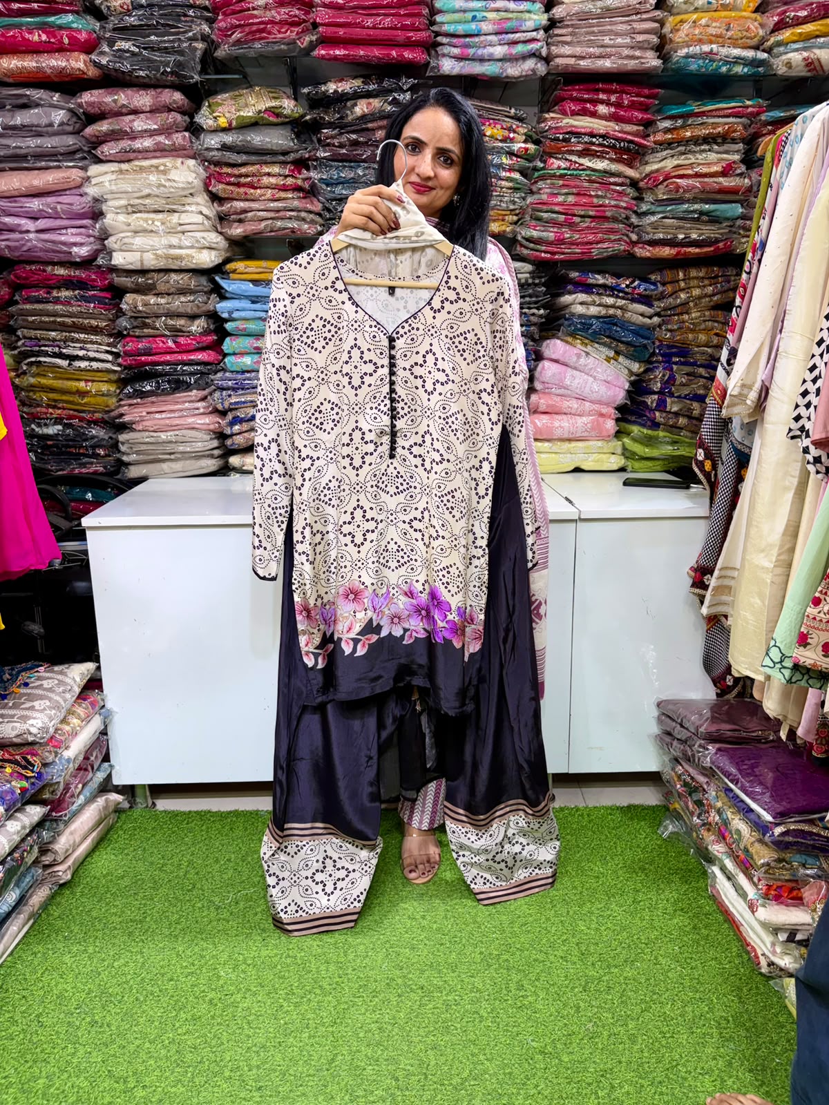 Pure Crape Digital Print Farshi Suit Set