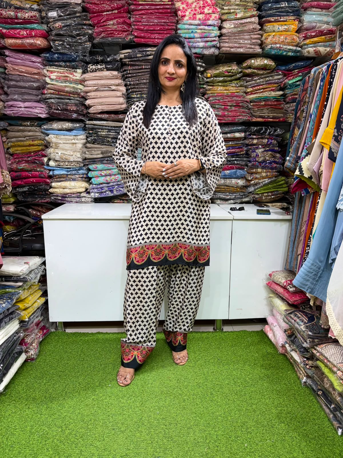 Pure Crape Farshi Coord Set