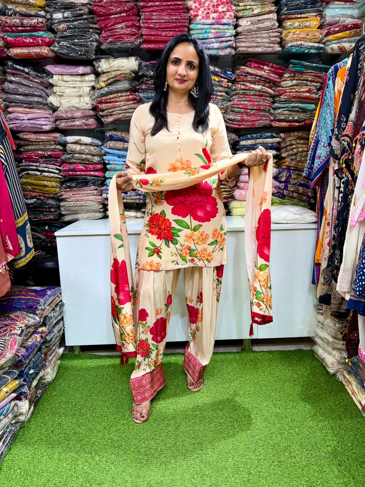 Pure Crape Farshi Suit Set