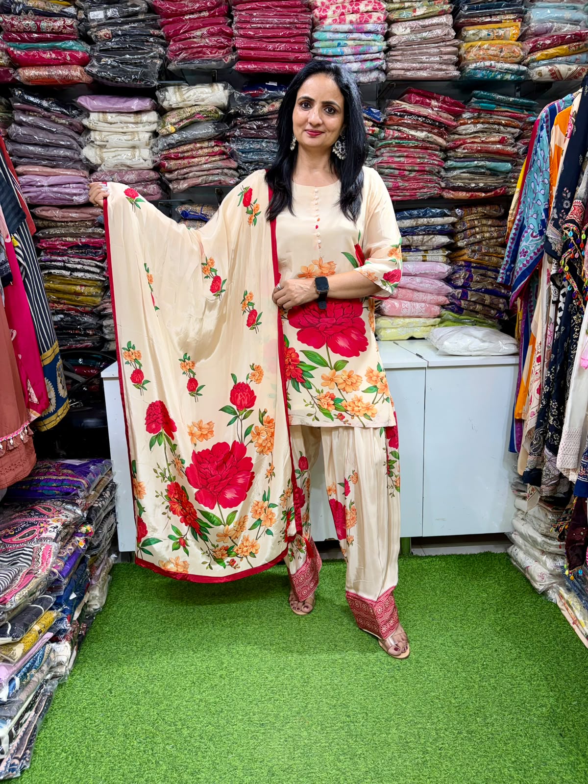 Pure Crape Farshi Suit Set