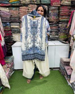Pure Crape Farshi Suit Set with Embroidery