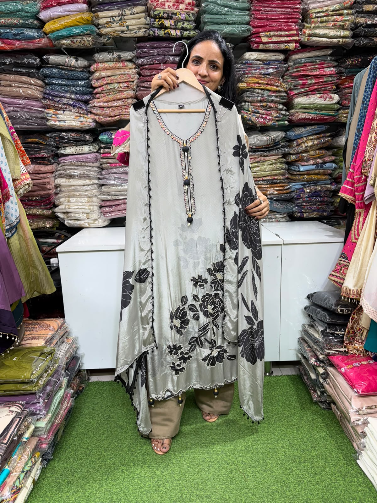Pure Crape Fully Embroidered Suit Set