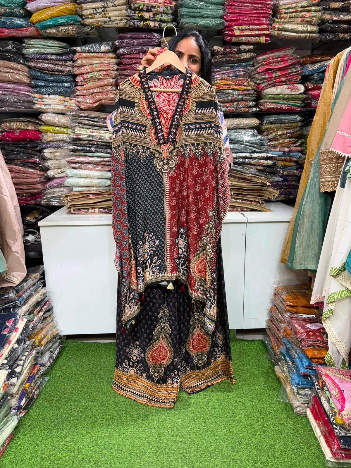 Pure Crape Kaftan Coord Set