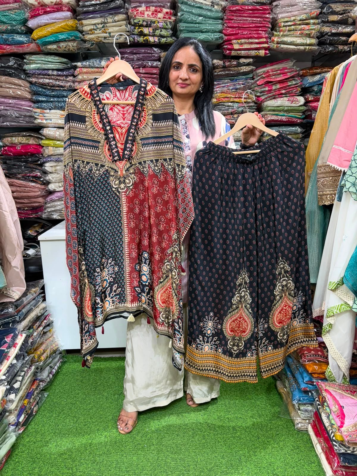 Pure Crape Kaftan Coord Set