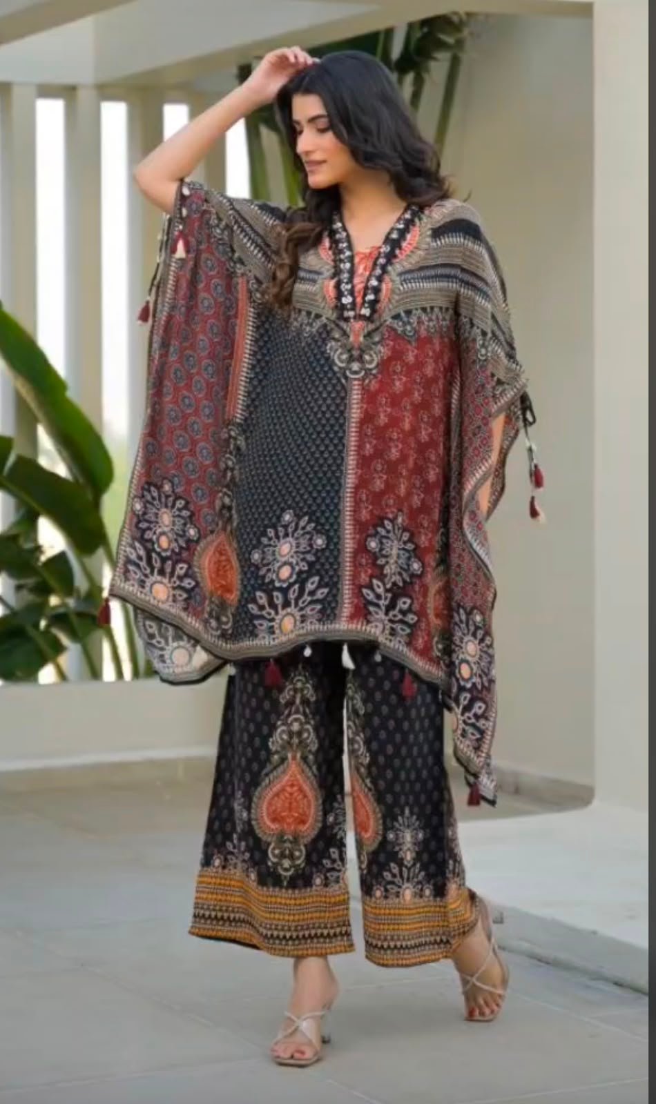 Pure Crape Kaftan Coord Set