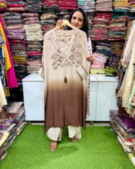 Pure Crape Ombre Hand Embroidered Coord Set