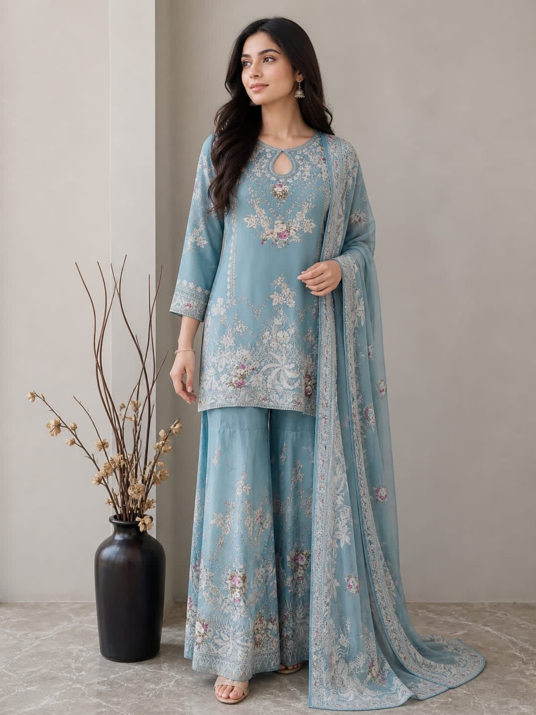 Pure Crape Sharara Suit Set