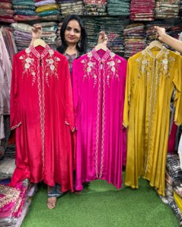 Pure Crape Three Peice Hand Embroidered Jacket Set