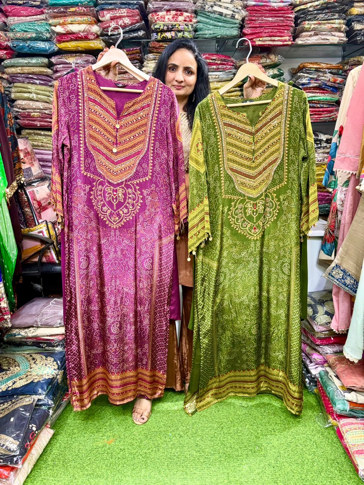 Designer Pure Crape Phiran set