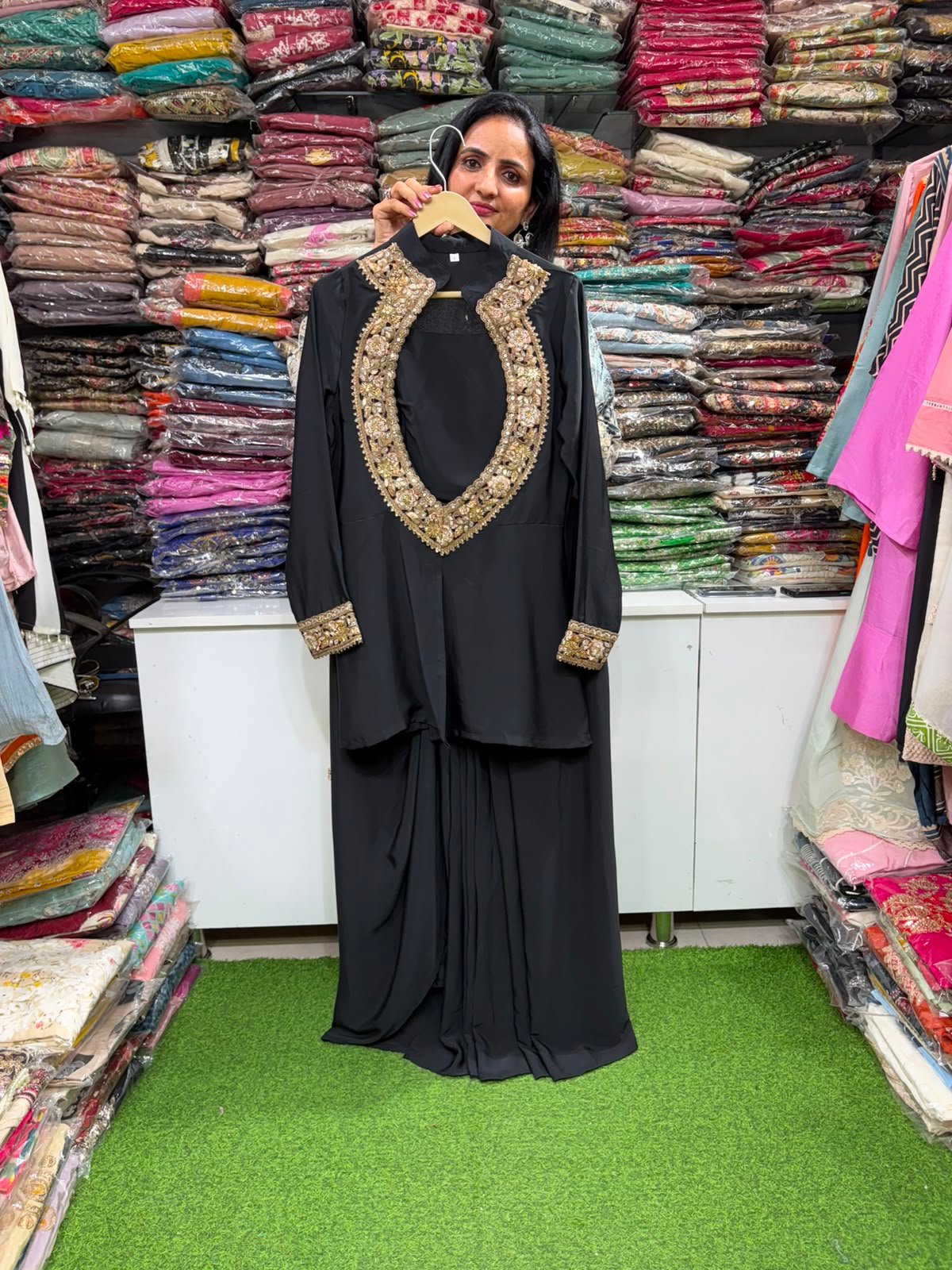 SCD- 17 Important Crape Indo-western Drape Skirt Set