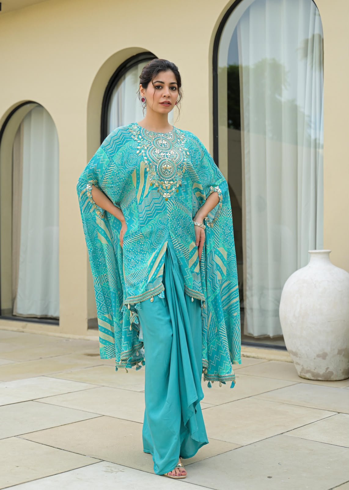 SCD 10- Designer Indo-Western Dress with Drape Skirt